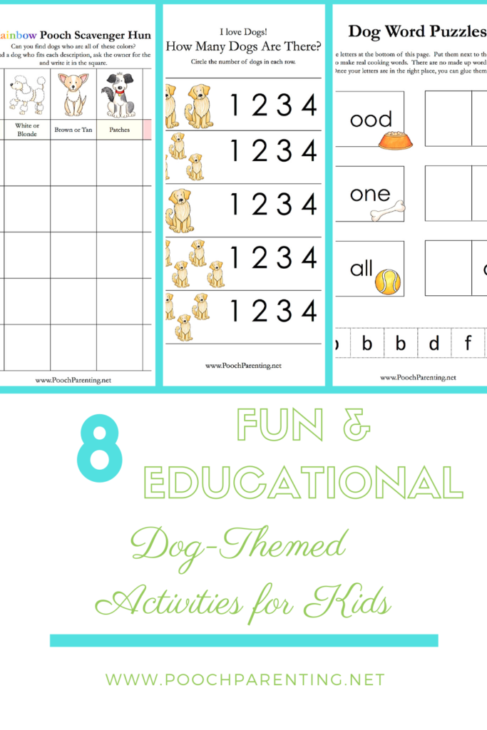 Dog-themed math and language learning activities for young children. ELD, Pre-k, Grade 1, Grade 2 - Pooch Parenting